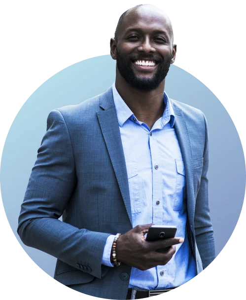 Business professional holding a tablet