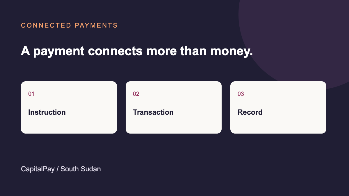 Illustration connecting payment instructions, transactions and records